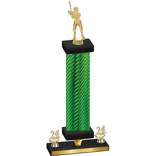 Premium Single Green Carbon Fiber Year Baseball Trophy