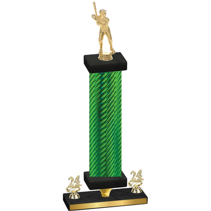 Premium Single Green Carbon Fiber Year Baseball Trophy