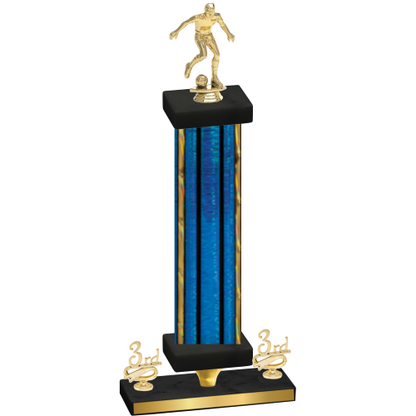 Premium Single Blue Glacier Third Place Soccer Trophy