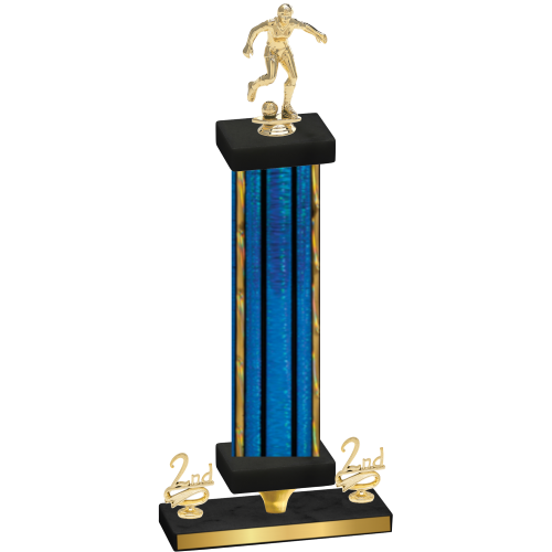 Premium Single Blue Glacier Second Place Soccer Trophy