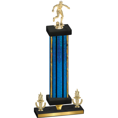 Premium Single Blue Glacier Victory Soccer Trophy