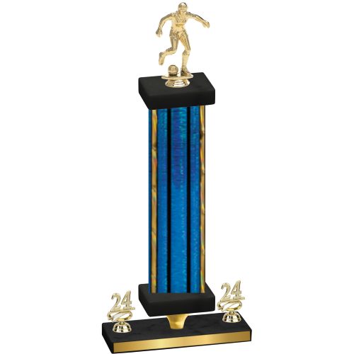 Premium Single Blue Glacier Year Soccer Trophy