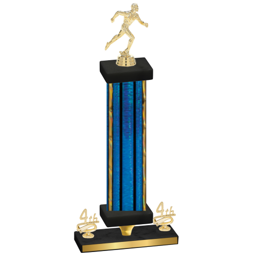 Premium Single Blue Glacier Fourth Place Running Trophy