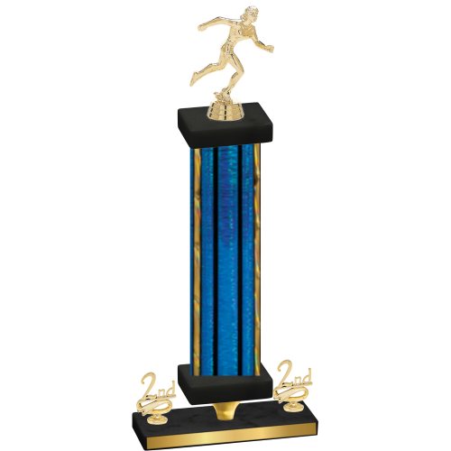 Premium Single Blue Glacier Second Place Running Trophy