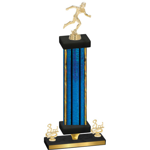 Premium Single Blue Glacier Third Place Running Trophy