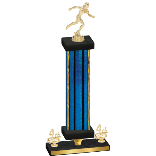 Premium Single Blue Glacier Fourth Place Running Trophy