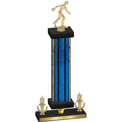 Premium Single Blue Glacier Victory Bowling Trophy