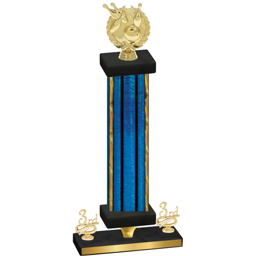 Premium Single Blue Glacier Third Place Bowling Trophy