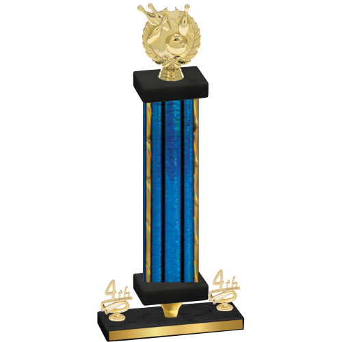 Premium Single Blue Glacier Fourth Place Bowling Trophy