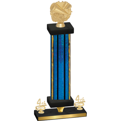 Premium Single Blue Glacier Fourth Place Cheerleading Trophy