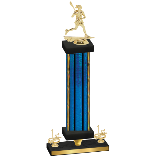 Premium Single Blue Glacier First Place Lacrosse Trophy