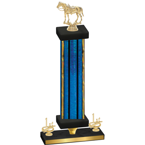 Premium Single Blue Glacier First Place Horses Trophy