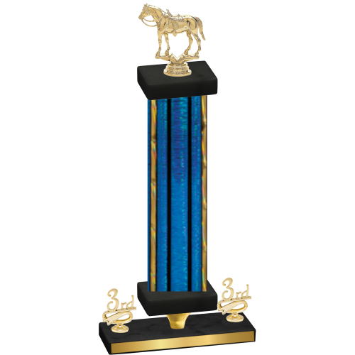 Premium Single Blue Glacier Third Place Horses Trophy