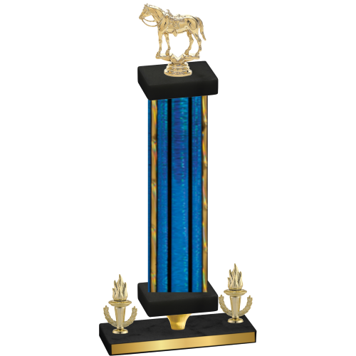 Premium Single Blue Glacier Victory Horses Trophy