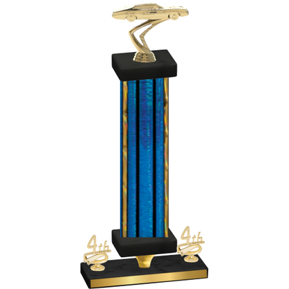 Premium Single Blue Glacier Fourth Place Cars Trophy