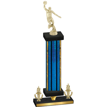 Premium Single Blue Glacier Victory Basketball Trophy