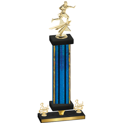 Premium Single Blue Glacier Third Place Flag Football Trophy