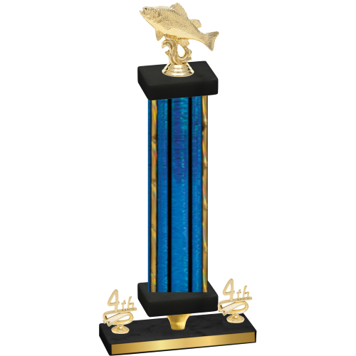 Premium Single Blue Glacier Fourth Place Fishing Trophy