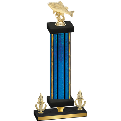Premium Single Blue Glacier Victory Fishing Trophy