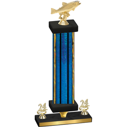 Premium Single Blue Glacier Year Fishing Trophy