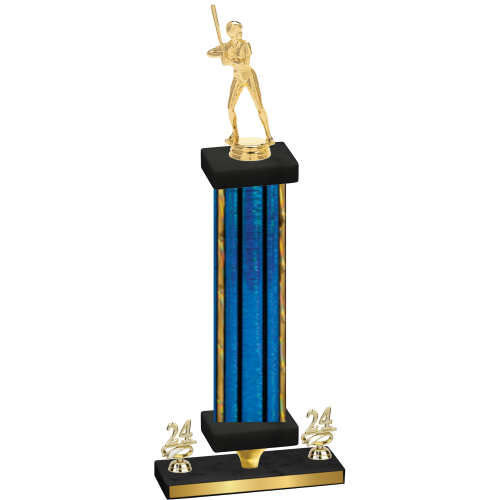 Premium Single Blue Glacier Year Softball Trophy