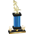 Premium Single Blue Carbon Fiber Second Place Football Trophy