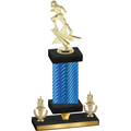 Premium Single Blue Carbon Fiber Victory Football Trophy