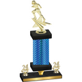 Premium Single Blue Carbon Fiber Year Football Trophy