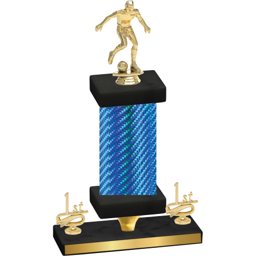 Premium Single Blue Carbon Fiber First Place Soccer Trophy