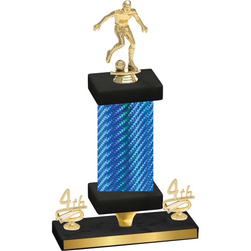 Premium Single Blue Carbon Fiber Fourth Place Soccer Trophy