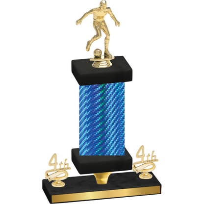 Premium Single Blue Carbon Fiber Fourth Place Soccer Trophy