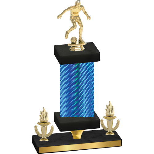 Premium Single Blue Carbon Fiber Victory Soccer Trophy