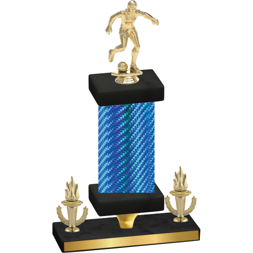 Premium Single Blue Carbon Fiber Victory Soccer Trophy