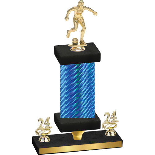 Premium Single Blue Carbon Fiber Year Soccer Trophy