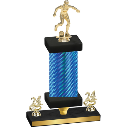 Premium Single Blue Carbon Fiber Year Soccer Trophy