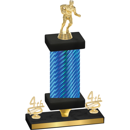 Premium Single Blue Carbon Fiber Fourth Place Rugby Trophy