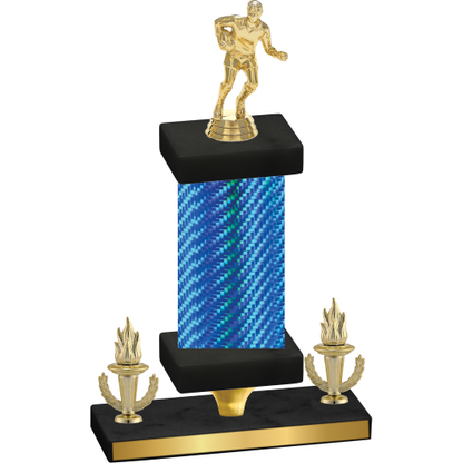 Premium Single Blue Carbon Fiber Victory Rugby Trophy
