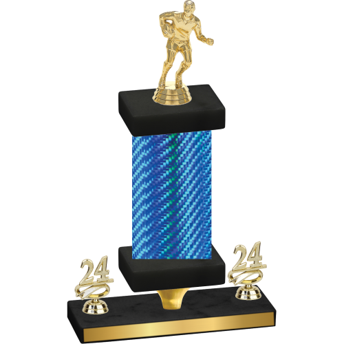Premium Single Blue Carbon Fiber Year Rugby Trophy