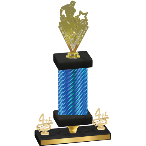Premium Single Blue Carbon Fiber Fourth Place Rugby Trophy