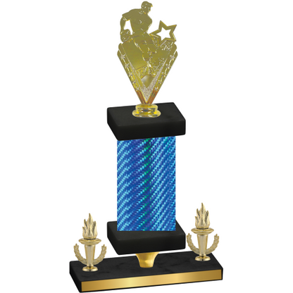 Premium Single Blue Carbon Fiber Victory Rugby Trophy