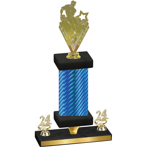 Premium Single Blue Carbon Fiber Year Rugby Trophy