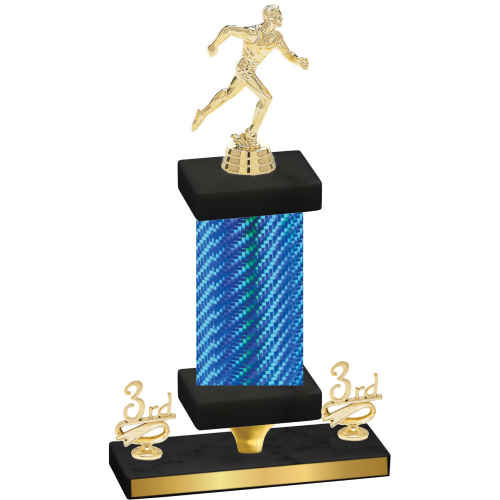 Premium Single Blue Carbon Fiber Third Place Running Trophy