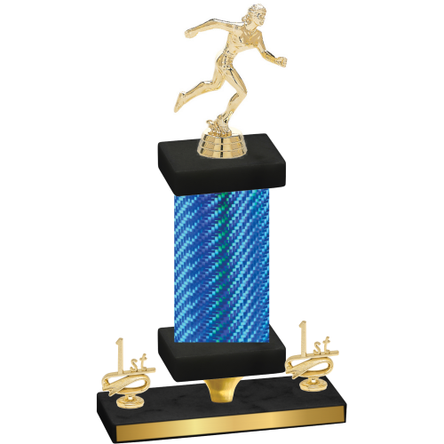 Premium Single Blue Carbon Fiber First Place Running Trophy