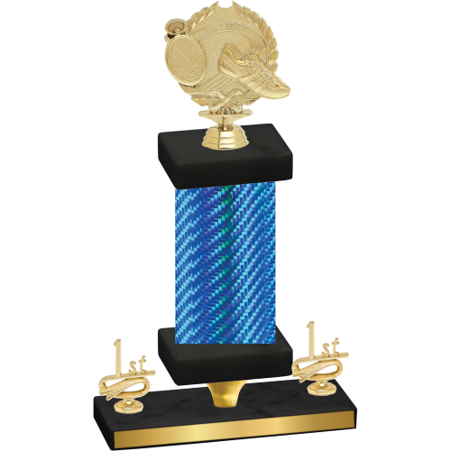 Premium Single Blue Carbon Fiber First Place Running Trophy