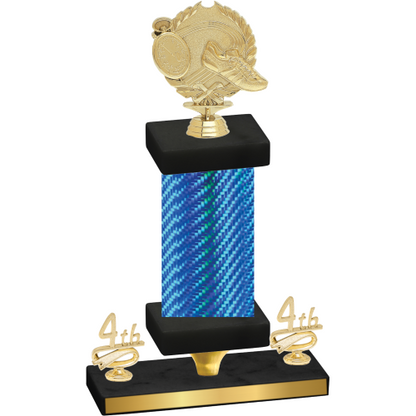 Premium Single Blue Carbon Fiber Fourth Place Running Trophy