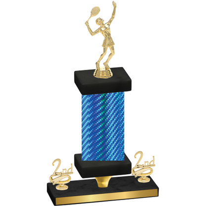 Premium Single Blue Carbon Fiber Second Place Tennis Trophy