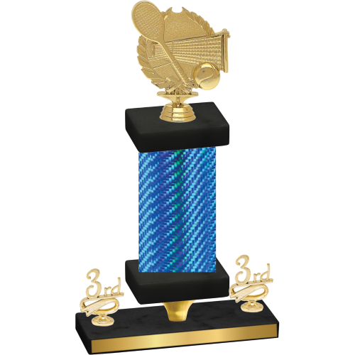 Premium Single Blue Carbon Fiber Third Place Tennis Trophy