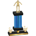 Premium Single Blue Carbon Fiber Second Place Wrestling Trophy