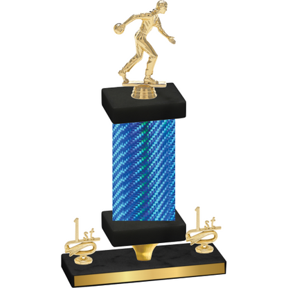 Premium Single Blue Carbon Fiber First Place Bowling Trophy