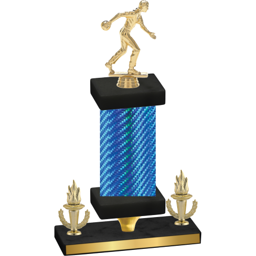 Premium Single Blue Carbon Fiber Victory Bowling Trophy
